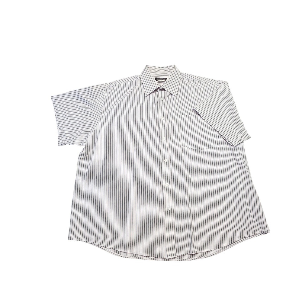 Haband Executive Division‎ Striped Button Up Short Sleeve Shirt Size Mens